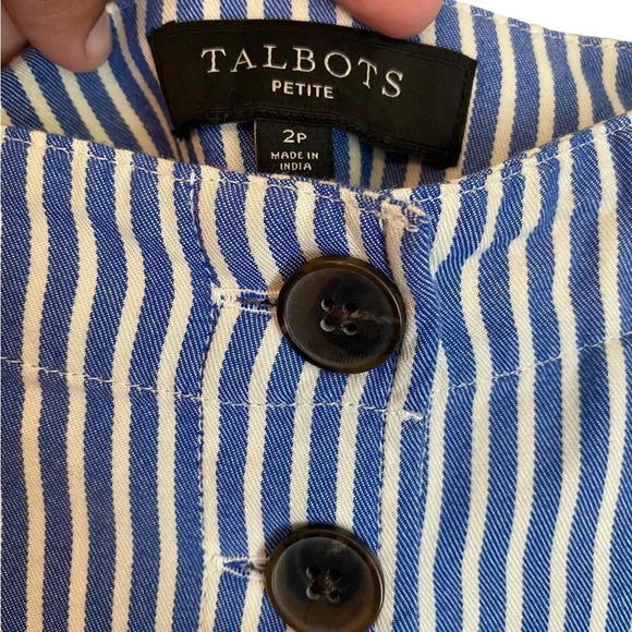 Talbots Button Front Blue Stripped Skirt - Picture 6 of 7